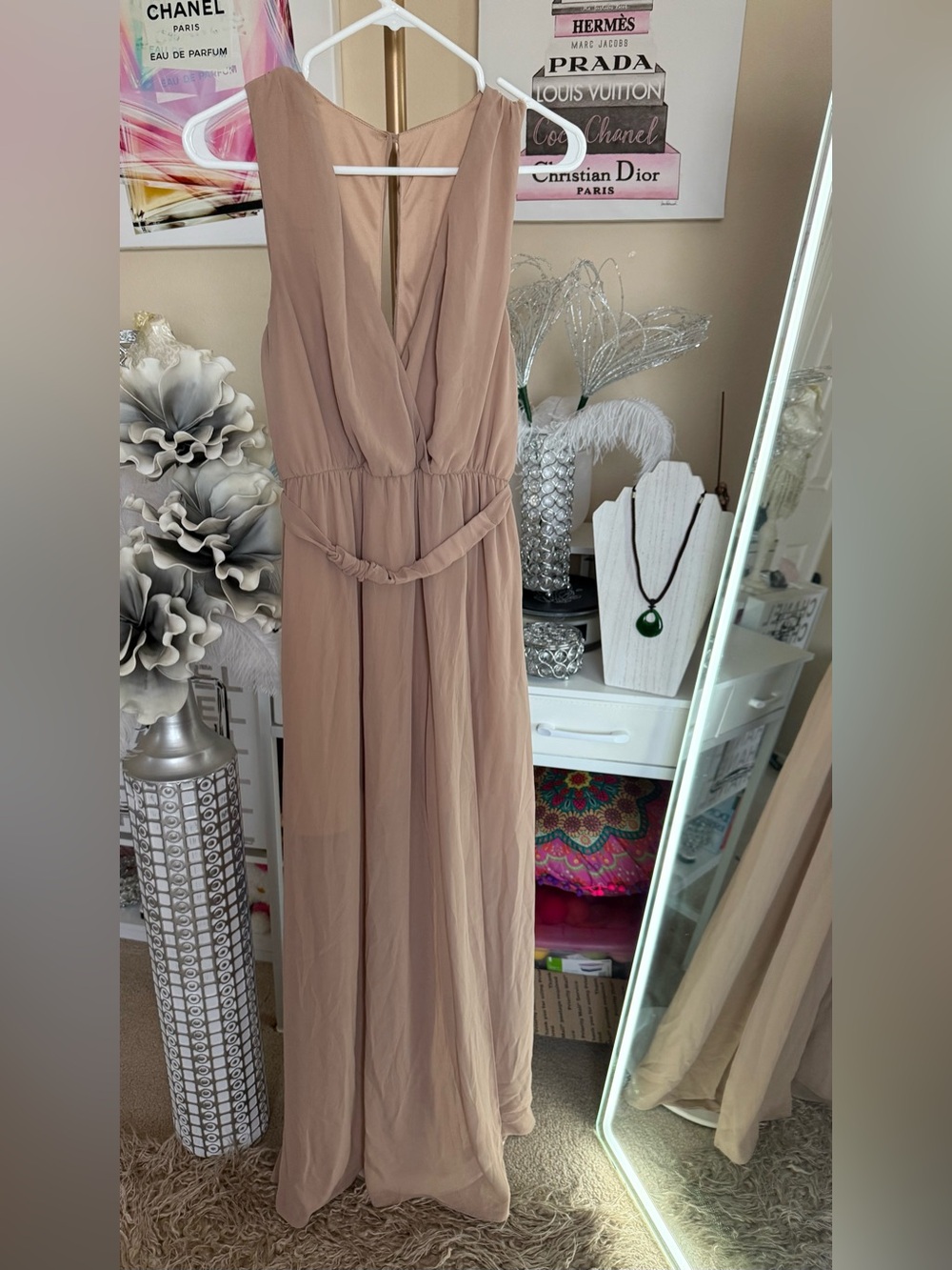 Trac Sleeveless V-Neck Maxi Dress in Dusty Blush